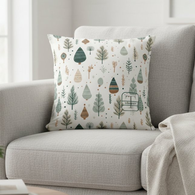 Nordic Trees Scandi Monogram Name Cushion (Creator Uploaded)