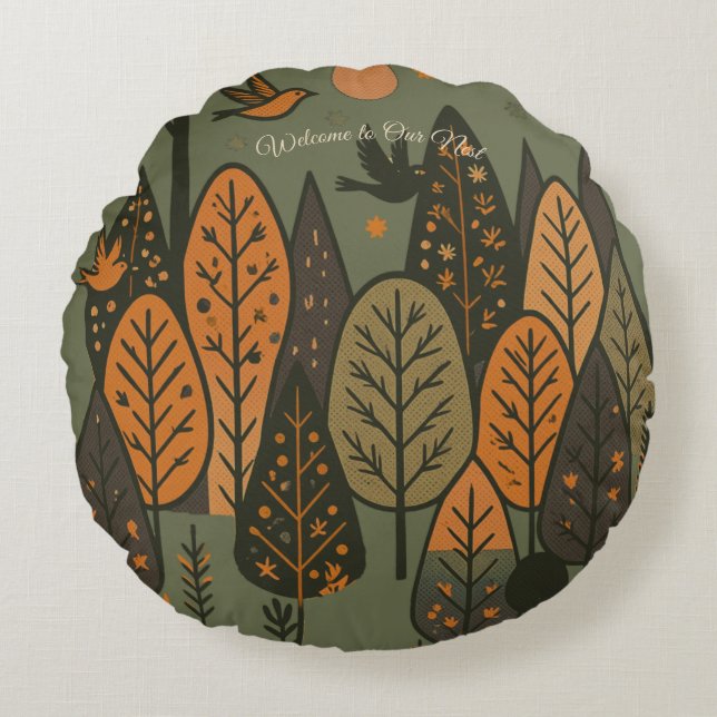 Nordic Twilight Grove Round Cushion (Front)