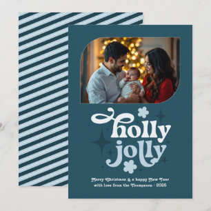 Nordic Twilight Modern Blue Christmas Photo Holiday Card