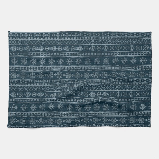 Nordic ugly sweater knitwear xmas winter pattern  tea towel (Horizontal)
