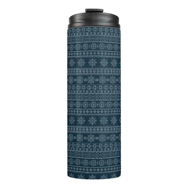Nordic ugly sweater knitwear xmas winter pattern thermal tumbler (Front)