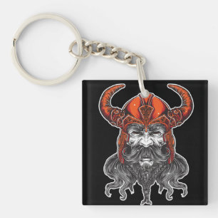 Nordic Valhalla Viking Illustration Art Key Ring