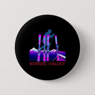 Nordic Valley Skiing Retro 90s Nordic Valley Ski 6 Cm Round Badge