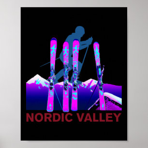 Nordic Valley Skiing Retro 90s Nordic Valley Ski Poster