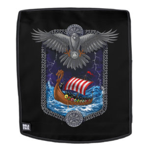 Nordic Viking Ship Raven Backpack