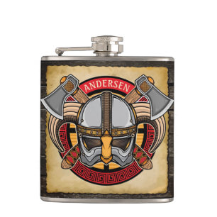 Nordic Viking Warrior ADD NAME Norse Axe Norsemen Hip Flask