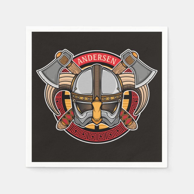 Nordic Viking Warrior ADD NAME Norse Axe Norsemen Napkin (Front)