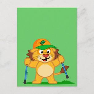 Nordic Walking Lion Postcard