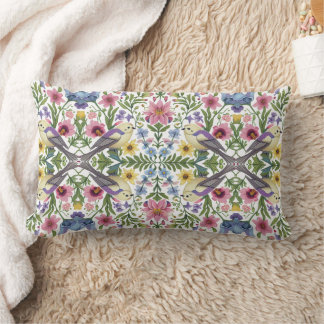 Nordic Whispers: A Floral and Fauna Symphony Lumbar Cushion