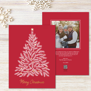 Nordic White Christmas Tree Holiday Photo Card
