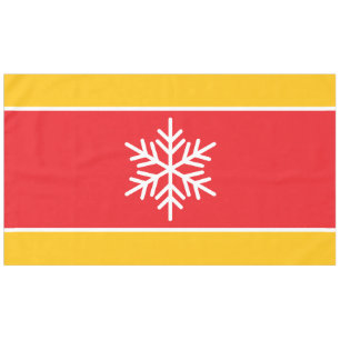 Nordic White Snowflake Bright Red Yellow Stripes Tablecloth