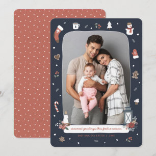 Nordic Winter Christmas Holiday Village Photo Card