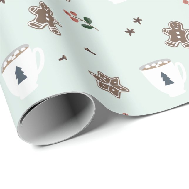 Nordic Winter Christmas Holiday Village Wrapping Paper (Roll Corner)