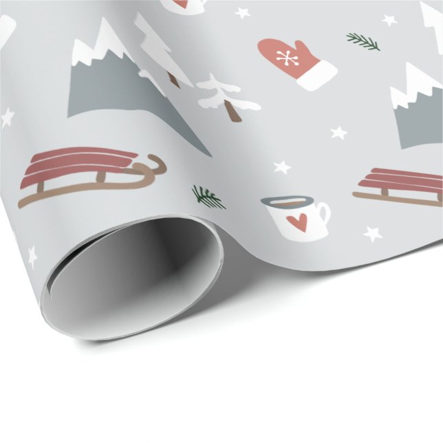 Nordic Winter Christmas Holiday Village Wrapping Paper (Roll Corner)