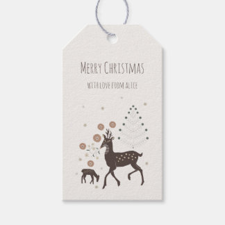 Nordic winter forest deers gift tags