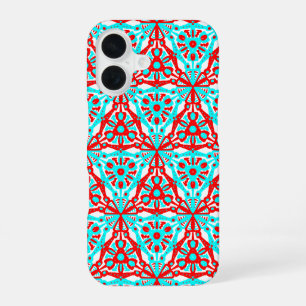 Nordic Winter Geometric in Red White Blue iPhone 16 Case