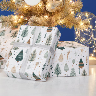 Nordic Winter Hygge Christmas Trees Wrapping Paper