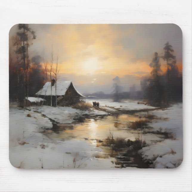 Nordic Winter Landscape Mouse Pad (Front)