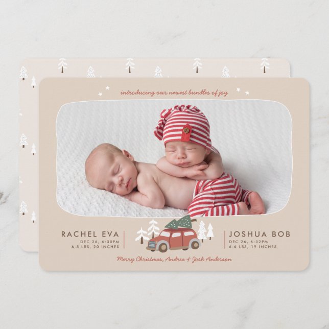 Nordic Winter New Twins First Christmas Holiday (Front/Back)