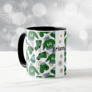 Nordic Winter Sweaters and Mittens Green Mug