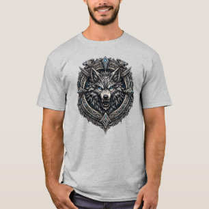 Nordic Wolf Crest Viking Mythology Fantasy Wolf Ar T-Shirt