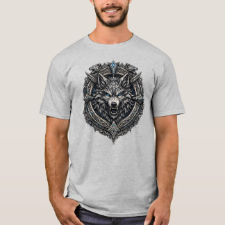 Nordic Wolf Crest Viking Mythology Fantasy Wolf Ar T-Shirt