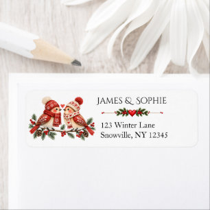 Nordic Woodland Scandinavian Christmas Love Birds Return Address Label