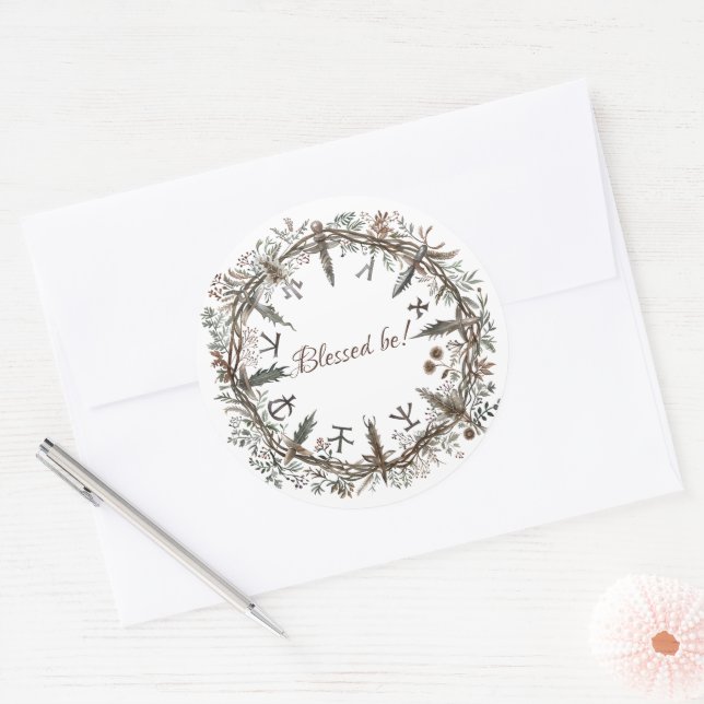Nordic Wreath Classic Round Sticker (Envelope)