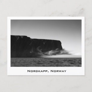 Nordkapp cliffs black & white postcard
