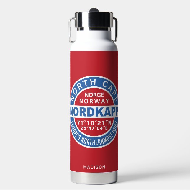 NORDKAPP Norway Custom Name Water Bottle (Front)