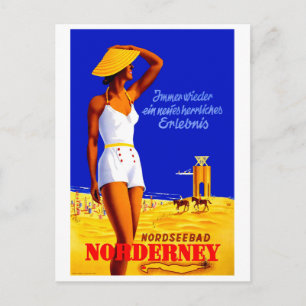 Nordseebad, Norderney, girl on the beach, Germany Postcard