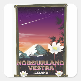 Norðurland vestra Iceland travel poster Square Sticker