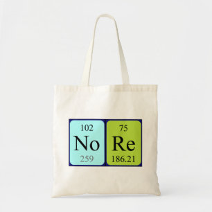 Nore periodic table name tote bag