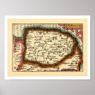 "Norfolcke" Norfolk County Map Poster