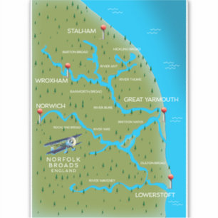 Norfolk Broads England Map.