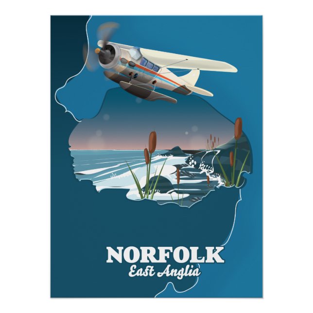 Norfolk East Anglia map  Poster (Front)