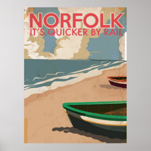 Norfolk, England Vintage Travel Poster