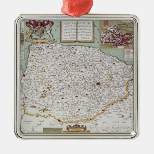 Norfolk, engraved by Jodocus Hondius Metal Tree Decoration