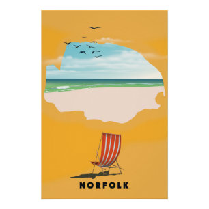 Norfolk Map illustrated travel poster
