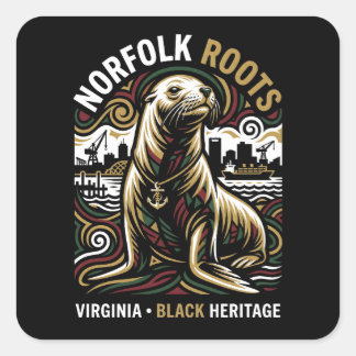 Norfolk Roots Sea Lion African American Maritime  Square Sticker