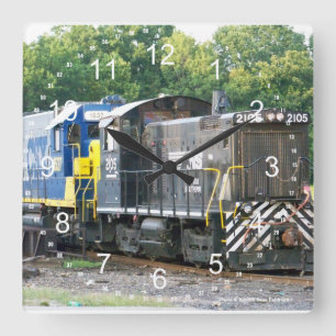 Norfolk Southern SW- 1001 2105 & CSX 1537 Square Wall Clock