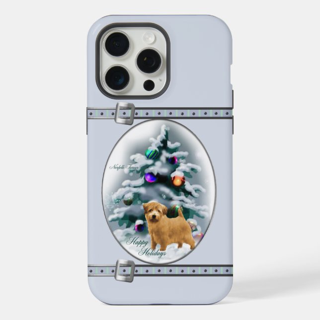 Norfolk Terrier Cute Blue Christmas Holidays iPhone Case (Back)