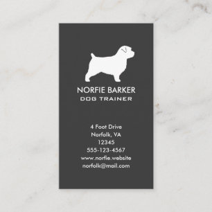 Norfolk Terrier Dog Breed Silhouette Vertical Business Card