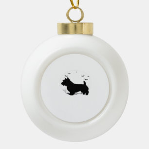 Norfolk Terrier Dog � Halloween Moon Silhouette Cl Ceramic Ball Christmas Ornament