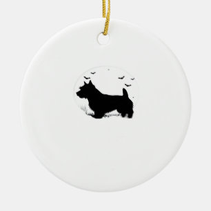 Norfolk Terrier Dog � Halloween Moon Silhouette Cl Ceramic Ornament