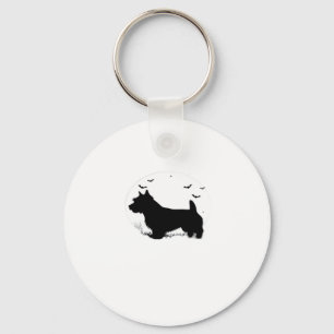 Norfolk Terrier Dog � Halloween Moon Silhouette Cl Key Ring