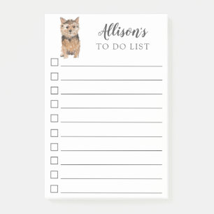 Norfolk Terrier Dog Personalised To Do List Post-i Post-it Notes