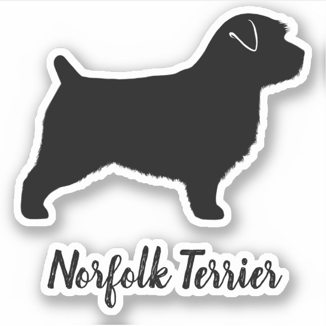 Norfolk Terrier Dog Silhouette Vinyl Sticker (Front)