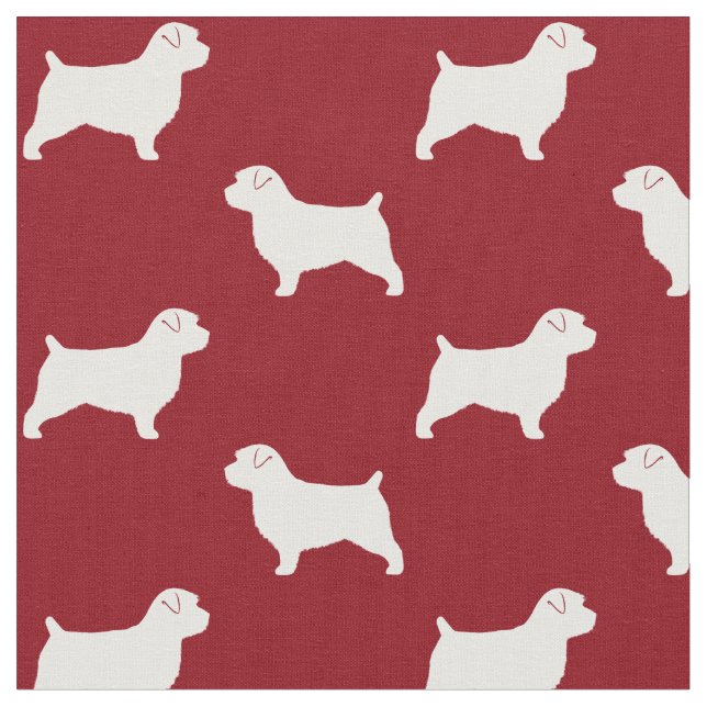 Norfolk Terrier Dog Silhouettes Red and White Fabric (Close Up)