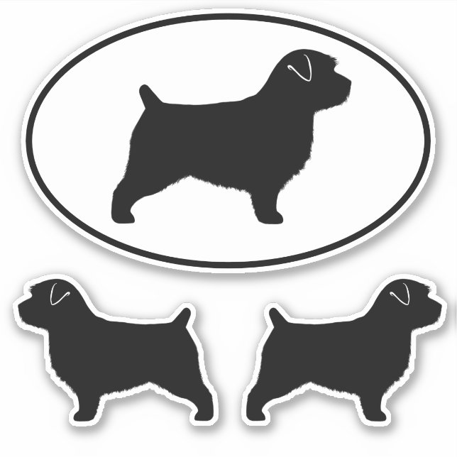 Norfolk Terrier Dog Silhouettes Vinyl Sticker Set (Front)